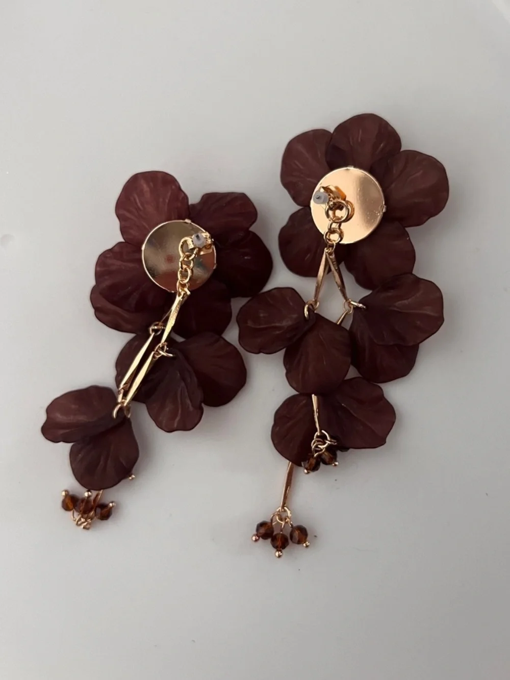 Anthropologie Blossom Drop Earrings Brown